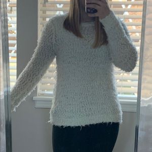 Free People White Fuzzy Sweater